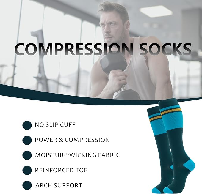 fenglaoda Compression Socks for Women Men Support Circulation 6 Pairs Socks For Nurse, Travel, Flight - Image 2