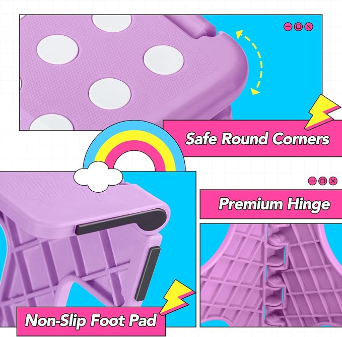 Delxo Folding Step Stool 11 Inch,300 Lbs Step Stool for Kids&Adults Purple | Foldable Step Stool 11",Non-Slip Foot Stools with Handle,Lightweight Collapsible stools for Kitchen,Bathroom,Bedroom,Garden - Image 9