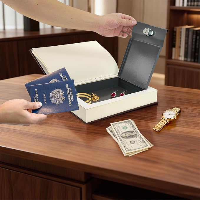 Decorative Book Safe with Key Lock | 10.82"×7.67"×1.77" Hidden Storage Diversion Box - Image 5