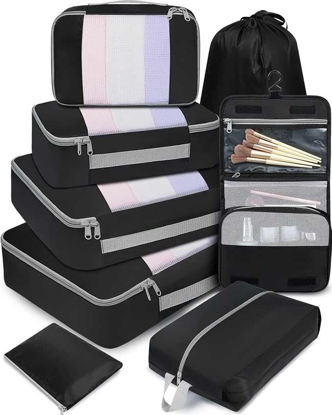BAGAIL 6 Set/8 Set/10 Set Packing Cubes Various Sizes Packing Organizer for Travel Accessories Luggage Carry On Suitcase by BAGAIL