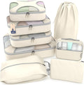 Shacke 8 Set Packing Cubes for Travel, Shoe & Toiletry Bags (Sand) | Complete Suitcase Organizer Bags Set: 4 Luggage Packing Cubes + Laundry, Shoe, Toiletry & Accessories Bags for Any Trip by Shacke