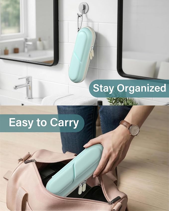 ProCase Toothbrush Travel Case for Oral-B/Oral-B Pro 1000 1500 5000 7000 7500 6000 9600/Philips Sonicare 4100 5100 1100 6100 5300 Oral-B iO Electric Toothbrush Portable Hard Container -Iceblue - Image 5