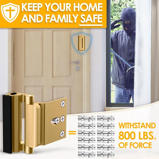 Home Security Door Reinforcement Lock Door Lock for Kids Safety from Inside | Door Locks for Front Door Child Proof Door Latch for Top Deadbolt Lock Home Defend Flip Door Guardian Lock Withstand 800 lbs - Image 2