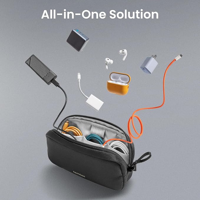 tomtoc Electronics Organizer Travel Case, Cable Organizer for Essentials | Water Resistant Tech Pouch Accessories Travel Bag Carry Storage for Cord, Phone, Cables, Airpods, USB Drive, Daily Items - Image 8