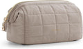 BAGSMART Makeup Bag Travel Toiletry Bag, Wide-open Zipper Pouch, Greige | Puffy Padded, Travel Essentials, Make Up Bag, For Women, Makeup Organizer, Toiletries Accessories Brushes by BAGSMART