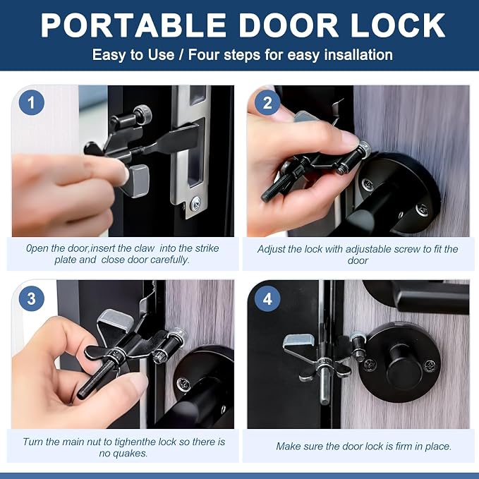 1 Pack Door Stop Alarm with Adjustable Portable Door Lock 120 dB Travel Door Stopper Door Wedge Alarm with 3 Levels Sensitivity for Hotel, Home, Apartment - Image 6