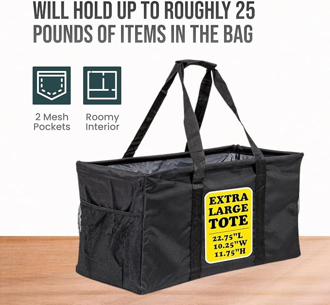 Extra Large Utility Tote Bag - Oversized Collapsible Large Beach Bag, Great for Pool with Sturdy Frame, Extra Side Pockets and Tons of Storage - Image 5