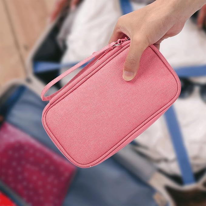 CAAORDKSO Electronic Organizer Travel Cable Accessories Bag, Electronic Organizer Case, Electronic Accessories Organizer Pouch Bag for Cable, Cord, Charger, Phone, Power Bank, Earphone (Pink) - Image 5
