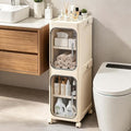 2-Tier Slim Narrow Bathroom Storage Cabinet, Cream White | Tool Free Assembly, Adjustable Shelves, Fits for Narrow Spaces, Reinforced Stability, Magnetic Clear Door by Lifelongpal