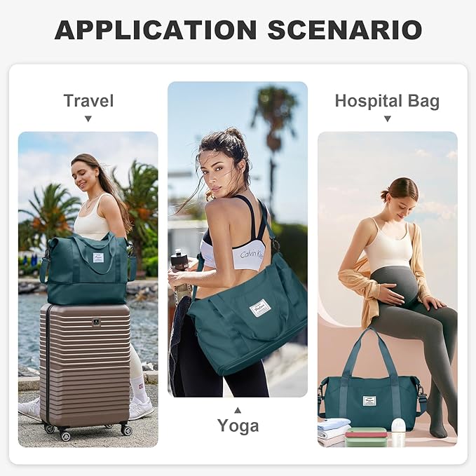 Travel Duffel Bag, Sports Tote Gym Bag, Shoulder Weekender Overnight Bag for Women - Image 3
