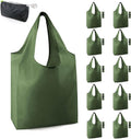 BeeGreen Dark Green Reusable Grocery Bags Bulk 10 Packs, Kitchen Reusable Shopping Bags 50LBS Large, Machine Washable Durable, Easily Foldable with a Storage Bag by BeeGreen