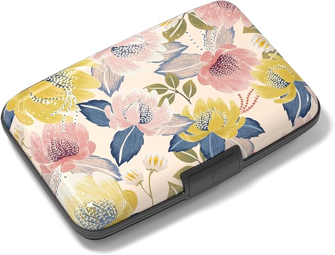 Rimilak Aluminuml Credit Card Holder,Colorful Flower | Mini Credit Card Wallet RFID Blocking Slim Metal Hard Case for Women Men by Rimilak
