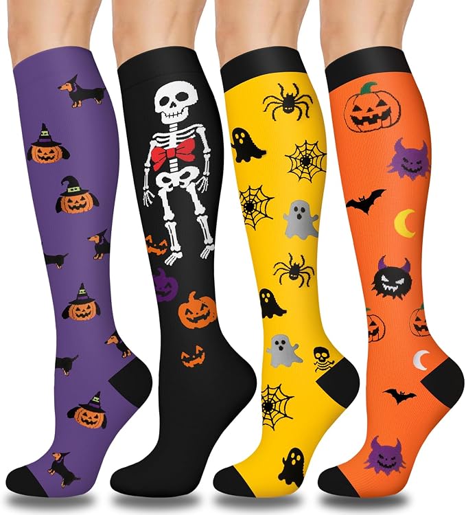 Aoliks Compression Socks for Women and Men 4 Pairs, Mild Support | Long Knee High Stockings for Nurses Running Travel Flying Pregnancy Athletic 15-20 mmHg by Aoliks