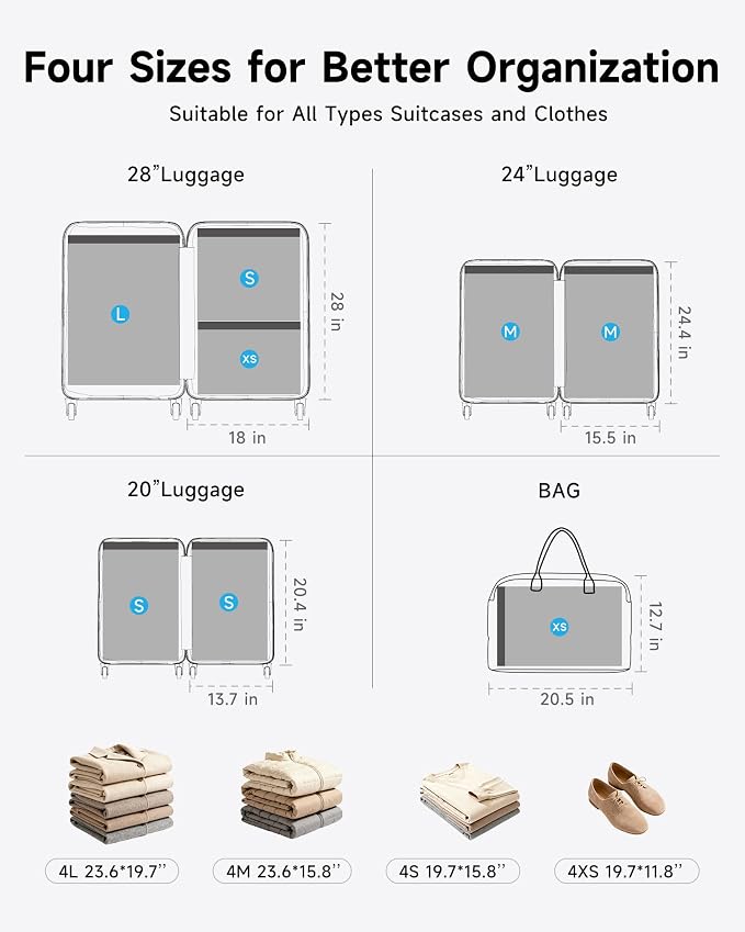 16 Pack Travel Vacuum Bags with Upgraded Rechargeable Pump, 4 Sizes Space Saver Vacuum Storage Bags for Luggage and Suitcase, Compression Bags for Packing, Vacuum Seal Bags for Clothing Travel - Image 4