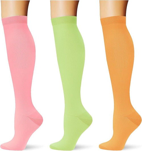 (3 pairs) Compression Socks 20-30 mmHg Long Knee High Socks for Women Men Support Athletic Travel Daily Wear by Saniripple