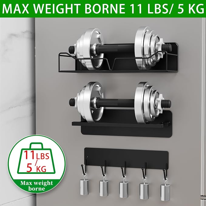 Magnetic Shelves for Washing Machine & Fridge Utentils Rack 5 Pack- Metal Heavy Duty Magnetic Shelf Magnetic Laundry Organizer with Hooks and Towel Holder for Magnetic Laundry Room Storage (Black) - Image 5