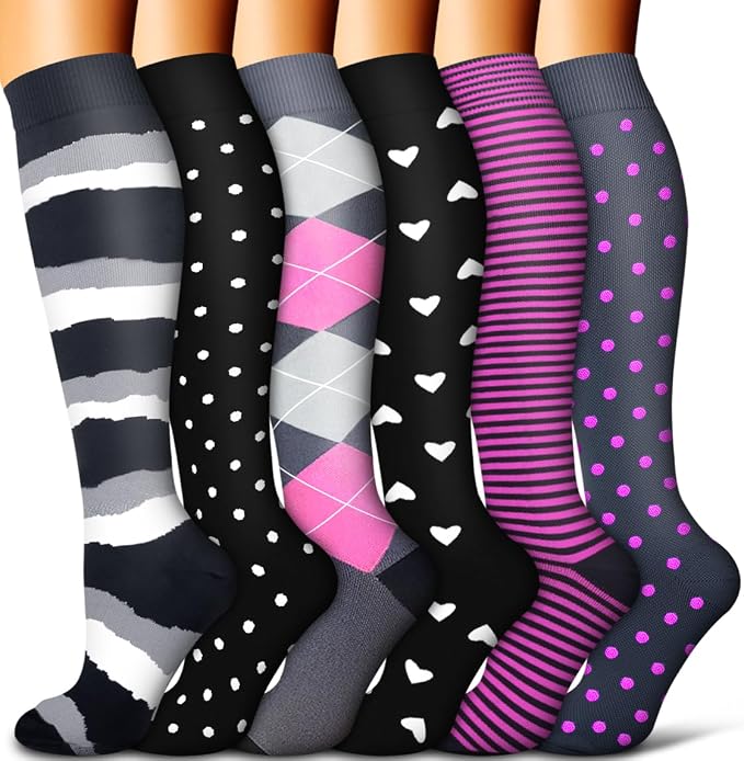 COOLOVER Copper Compression Socks for Women and Men(6 Pairs)-Best Support for Running, Athletic, Travel by COOLOVER