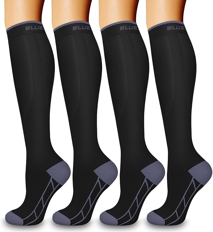 4 Pairs Compression Socks for Women and Men-Circulation Best Support Socks for Running,Athletic,Cycling by Bluemaple