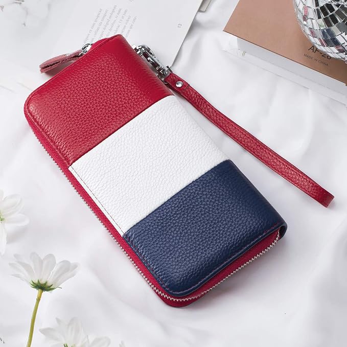 Moflycom Womens Wallet RFID Blocking Genuine Leather Multi Credit Card Large Capacity Zip Around Clutch Travel Purse Wristlet - Image 4
