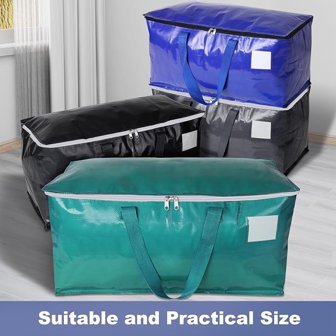 StorageRight Moving Bags, Moving Boxes, 93L 4-Pack Sotrage Bags, 4 Colors | Heavy Duty Storage Bins with Lids, Zipper, Reinforced Handles, Tag Pocket, Foldable Moving Supplies for Collge, Dorm,Travel - Image 5