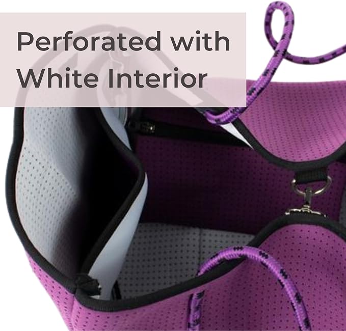 POPUPS Large Neoprene Tote Bag for Women - Everyday Designer Handbag for Travel Work and Beach with Pockets and Zipper Pouch - Image 5