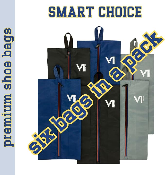 Shoe Bags for Travel with Waterproof Zipper-Durable Polyester Material Shoe Pouch - Large Size Gym Cleat Bag Smell Dust Proof Unisex/Lightweight 6-pack Set - Image 9