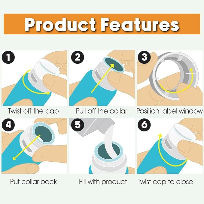 Laxen 5 Pack Travel Bottles for Toiletries with Clear Bag, Leak Proof, Refillable, TSA Approved Silicone Travel Containers for Shampoo and Conditioner, Travel Essentials Toiletry Bottles - Image 2