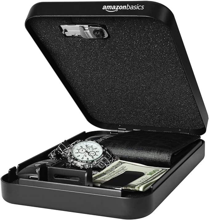 Amazon Basics Portable Security Case Lock Box Safe with Combination Lock for Documents, Valuables and Personal Items, XXL, Black - Image 4