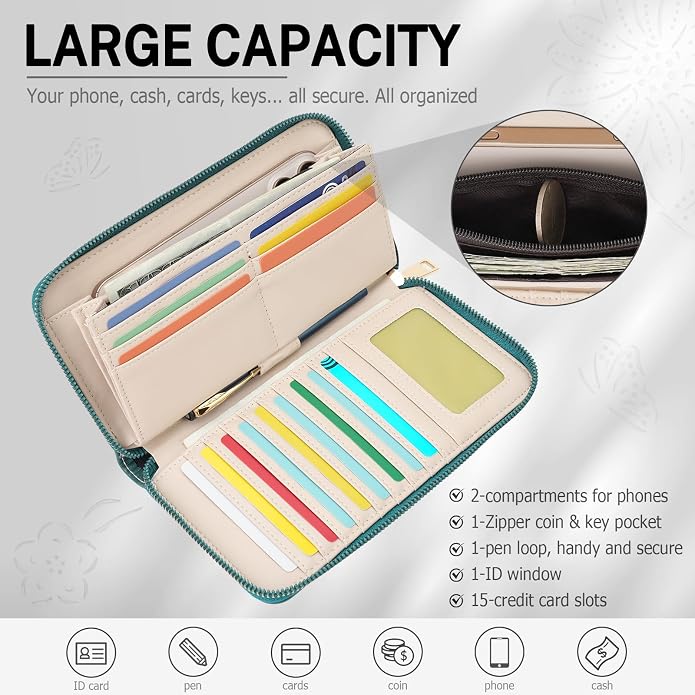 RFID Wallet Women Large Capacity Sunflower Wristlet Wallets for Women Clutch Ladies Cell Phone Purse - Image 5