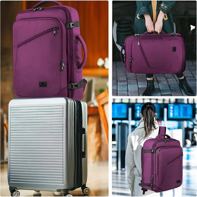 MATEIN Large Purple Travel Backpack, Expandable Airplane Backpack for Women | Carry on Backpack, Casual Daypack, Hidden Shoulder Strap, Airline Approved, Gifts for Work International Trip Travelling - Image 7