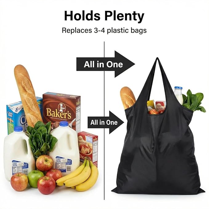 Ultra-Lightweight Foldable Tote Bag, Unisex Reusable Shopping and Travel Tote, Compact Collapsible Market Carryall - Image 6