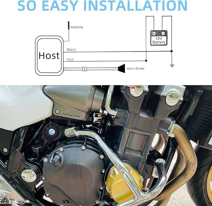 Motorcycle Alarm System Security Anti Theft Prevention, Bike Alarms for Ebikes, Scooter Alarm, Alarma para Motocicleta, Super Sensitive Motorcycle Alarm with 2pcs Remote - Image 4