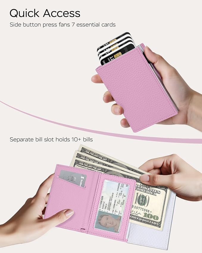 2026 Wallet for Women with RFID Blocking Pop Up Card Holder | Stylish Slim Small Trifold Design, Anti Theft for Travel, Holds 11 Cards and Cash, ID Window, Premium Leather, Womens Gift - Image 2