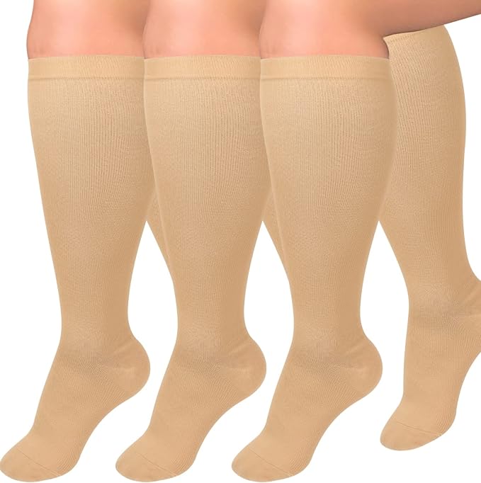 Diu Life 3 Pairs Plus Size Compression Socks for Women and Men Wide Calf Extra Knee High Support for Circulation by DiuLife
