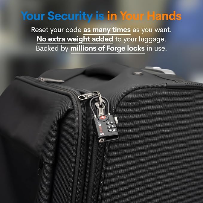 TSA Approved Cable Luggage Locks, Re-settable Combination with Alloy Body, Black 2 Locks. - Image 9