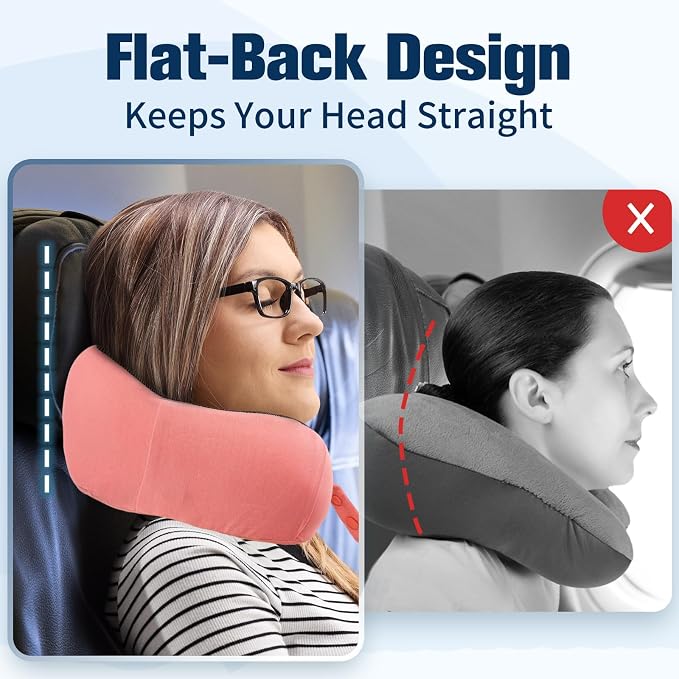Cirorld Neck Pillow for Traveling, Travel Pillows for Airplanes,100% Pure Memory Foam Travel Neck Pillow, Adjustable Flight Pillow, Portable Plane Accessories with Eye Mask, Earplugs, Carry Bag - Image 2