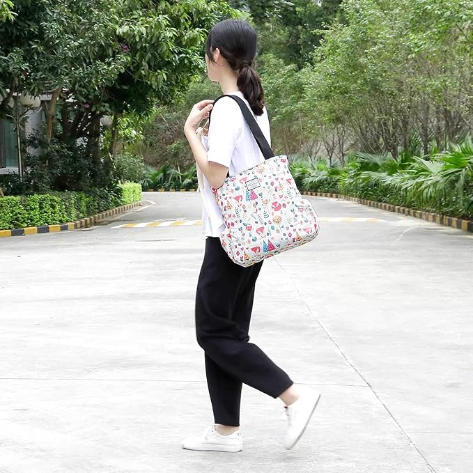 KAMO Floral Tote Bag - Waterproof Lightweight Handbags Travel Shoulder Bag for Hiking Yoga Gym Swimming Travel Beach - Image 2