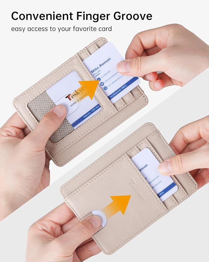 Teskyer Slim Minimalist Wallet for Men, RFID Front Pocket Card Holder | Ultra Slim Front Pocket Design, 8 Card Slots, RFID Protection, Smooth Faux Leather for Everyday Carry - Image 5