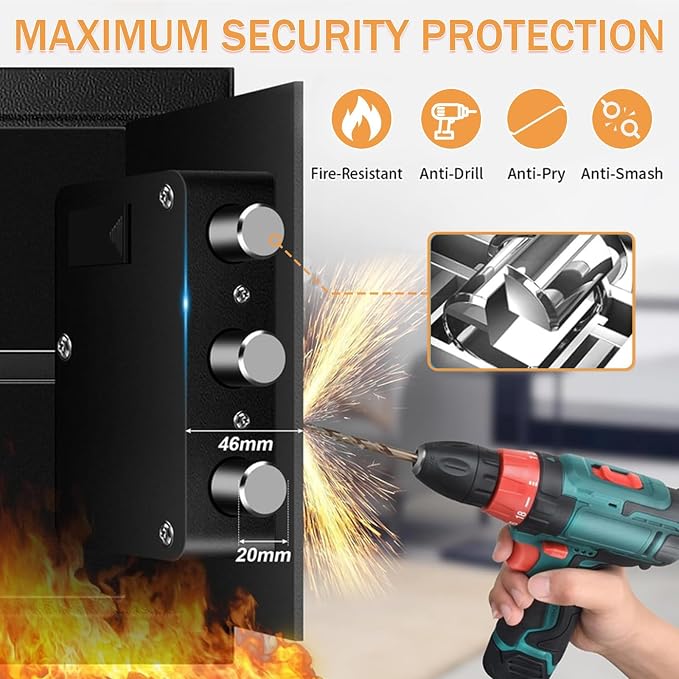 5.2 Cub Large Fireproof Safes for Home Use, Digital Security Safe Home Safes Fireproof Waterproof with Combination Lock and 3 Removable Shelves, Anti-Theft Fire Safe Box for Document Money Valuables - Image 4