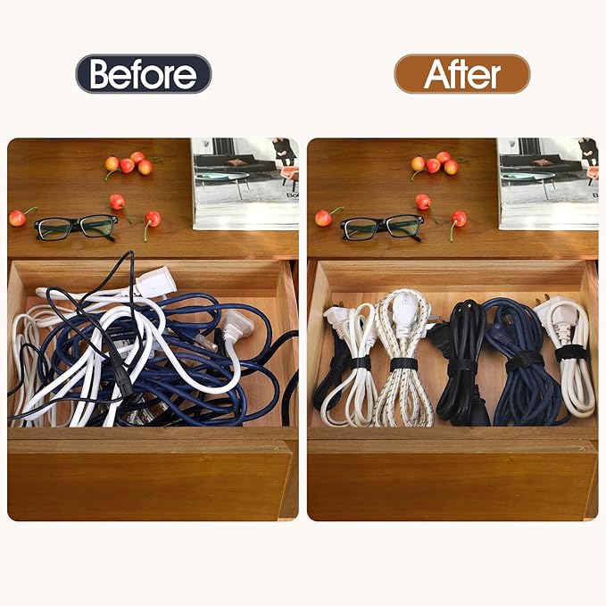 MVYC 200PCS Reusable Cable Ties Wire Ties Cord Organizer Cable Organizer Adjustable Cable Management Black 4+6+8+10 inch - Image 5