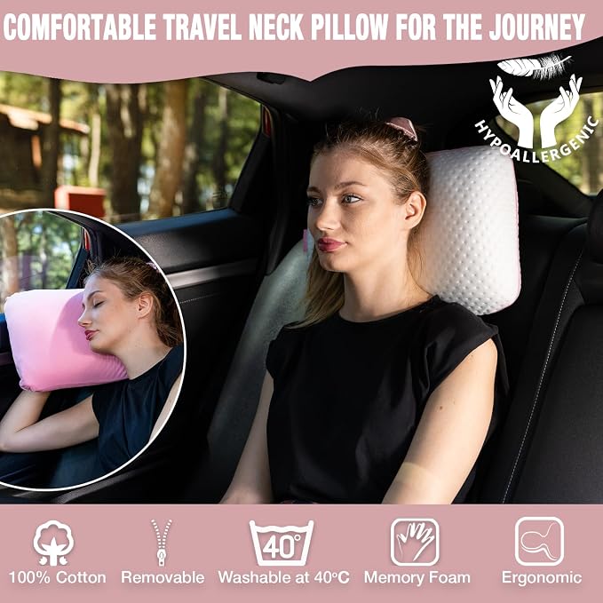 alkamto Travel & Camping Comfortable Memory Foam Pillow – Easy to Carry Portable Bag – Temperature Regulating Pillow Case (Pink + Extra Cover) - Image 8
