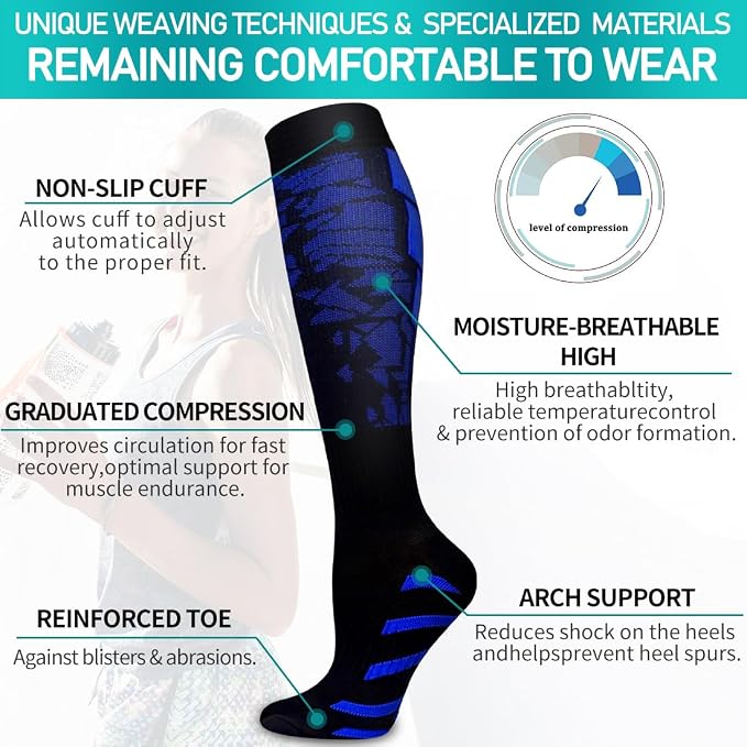 COOLOVER Copper Compression Socks for Women and Men(6 Pairs)-Best Support for Running, Athletic, Travel - Image 5