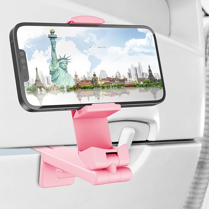 Perilogics Airplane Phone Holder Mount Universal in Flight Hands Free Viewing with Multi-Directional Dual 360 Degree Rotation (Pink) by Perilogics