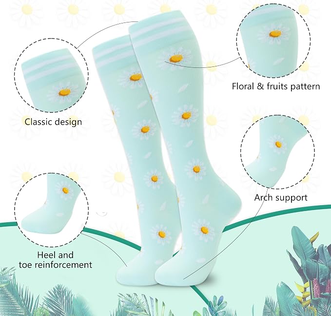 fenglaoda Compression Socks for Women Men Support Circulation 6 Pairs Socks For Nurse, Travel, Flight - Image 3