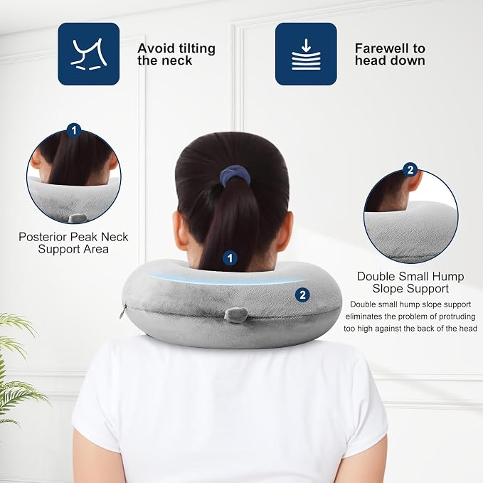 GDEOUP Travel Pillow 100% Pure Comfortable U Shape Memory Foam Pillows Neck and Head Support Portable Travel Neck Pillow Suitable for Planes Airplane for Traveling,Train,Self-Drivingng Car,(Grey) - Image 4