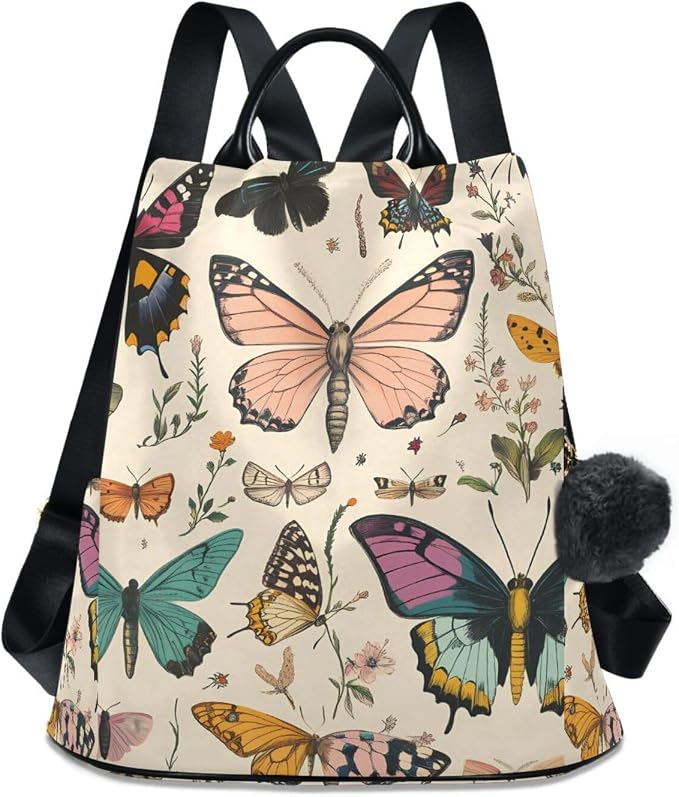 ALAZA Butterfly Pattern Backpack Purse for Women Anti Theft Fashion Back Pack Shoulder Bag by ALAZA