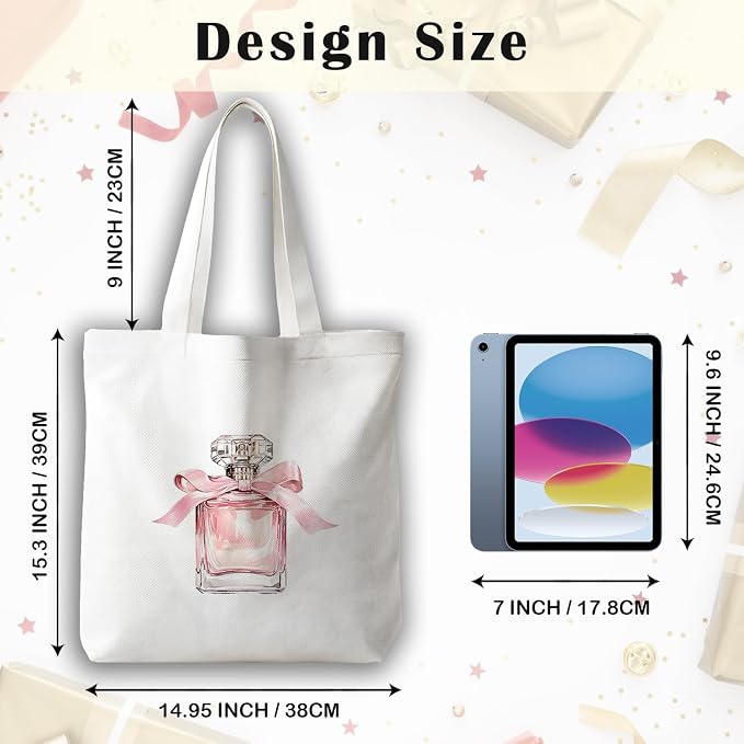 JINYO Preppy Canvas Tote Bag, Inspirational Tote Bags for Women - Image 6
