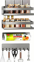 4 Pack Metal Magnetic Shelf, Small Kitchen Organization | Include Magnetic Spice Rack for Refrigerator,Magnetic Paper Towel Holder,Magnetic Hooks,Space-saving Storage rack by Unknown
