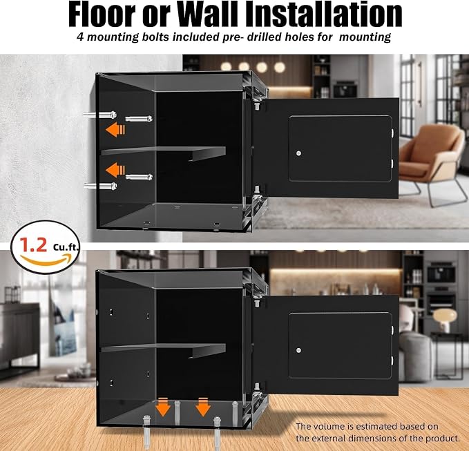 [ 1.2 Cu.ft. ]PATRON Fireproof Safe for Home,Digital Security Home Cabinet Safes for Money Cash Documents,Safe Box with Electronic Keypad,Removable Shelf for Office Business 1.2 Cu.ft. - Image 6