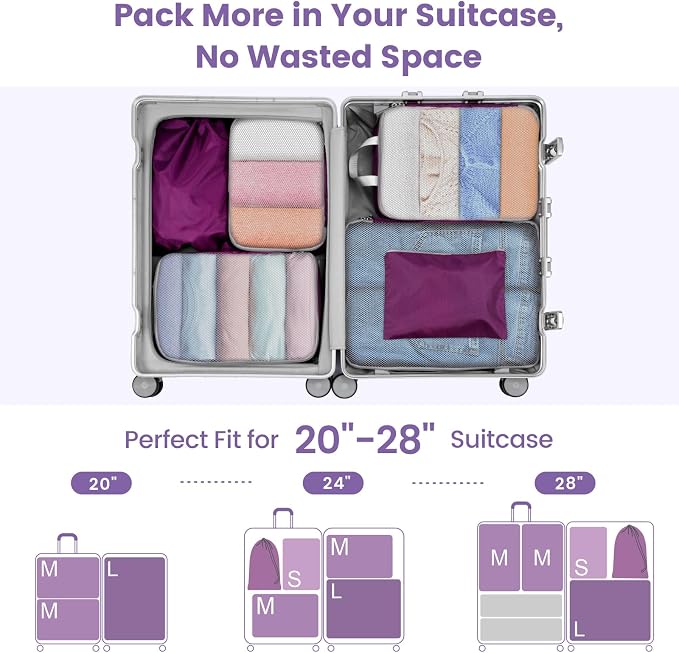 Cambond Compression Packing Cubes for Travel - Luggage Suitcase Organizer | Compression Zip Design for Space-saving, Expandable, Lightweight, Keep Clothes Sorted, Luggage Space Tidy, Carry on Pack Fast - Image 7